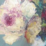 Painting oil on canvas bouquet of flowers signed b. rabel