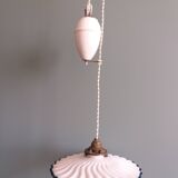Adjustable "rise and fall" suspension, opaline and porcelain rise and fall