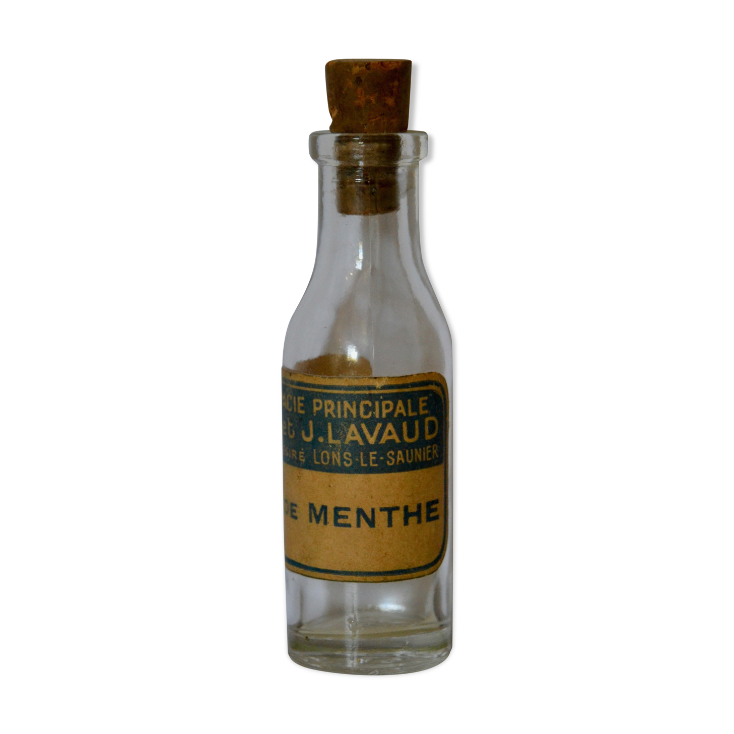 Petite bouteille d'apothicaire / pharmacie : Alcool de menthe