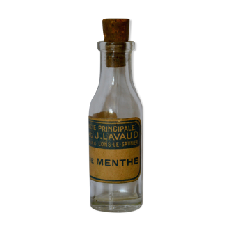 Petite bouteille d'apothicaire / pharmacie : Alcool de menthe