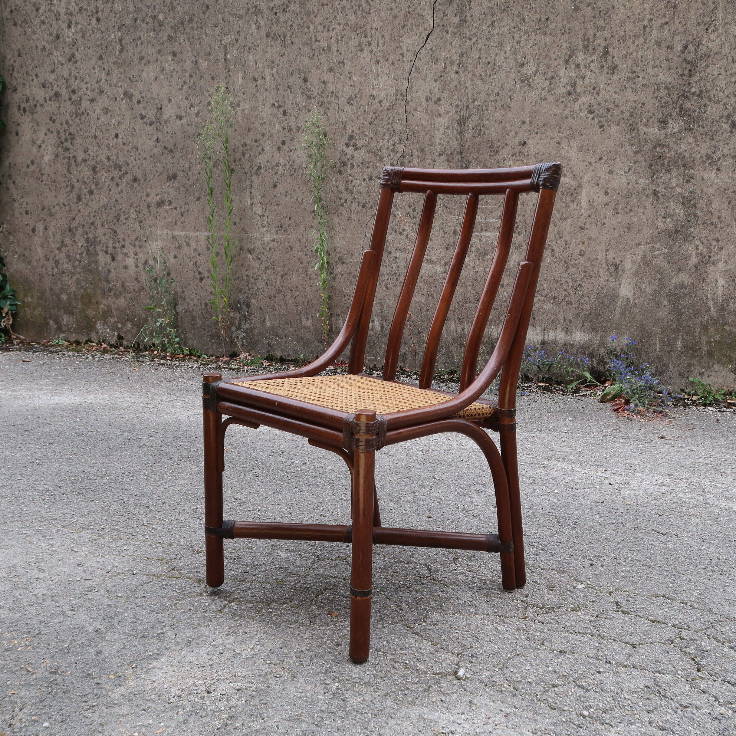 Office chair Mc Guire in bamboo and seat in cannage