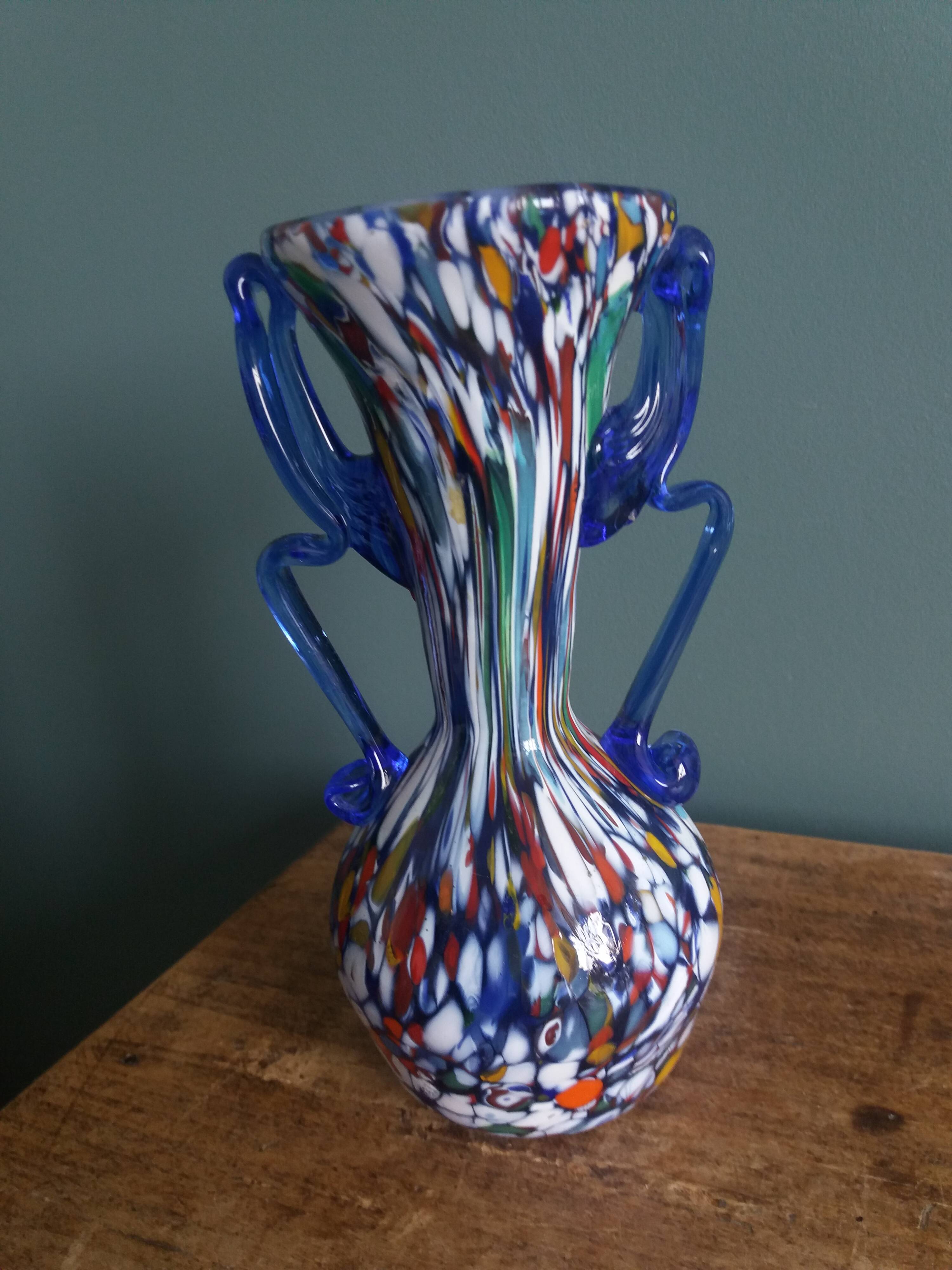 Murano polychrome blown glass vase