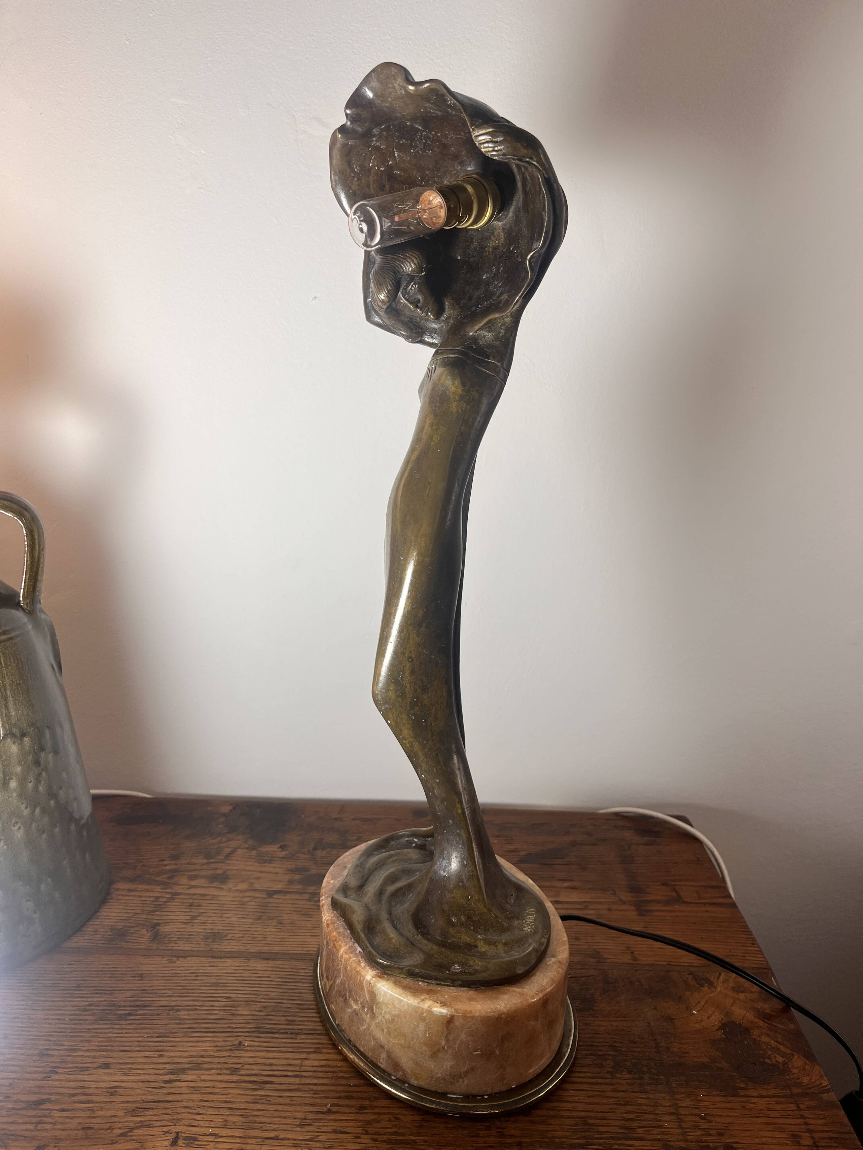 Bronze Art Nouveau lamp