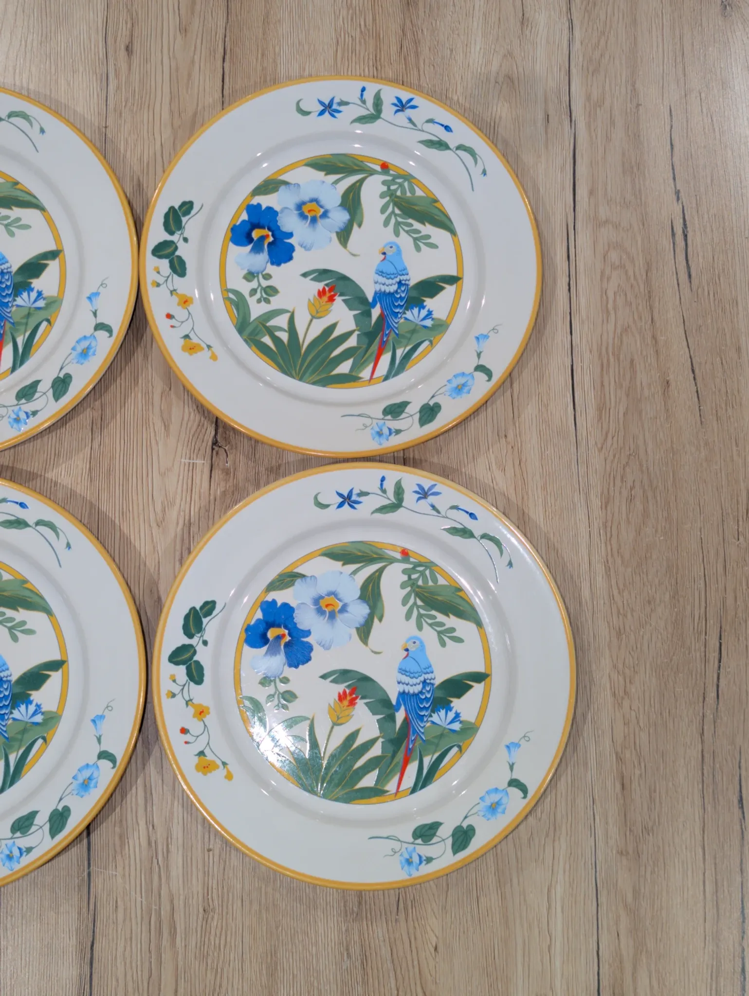 Lot of 4 Large Flat Plates Porcelain ARA Pier Import