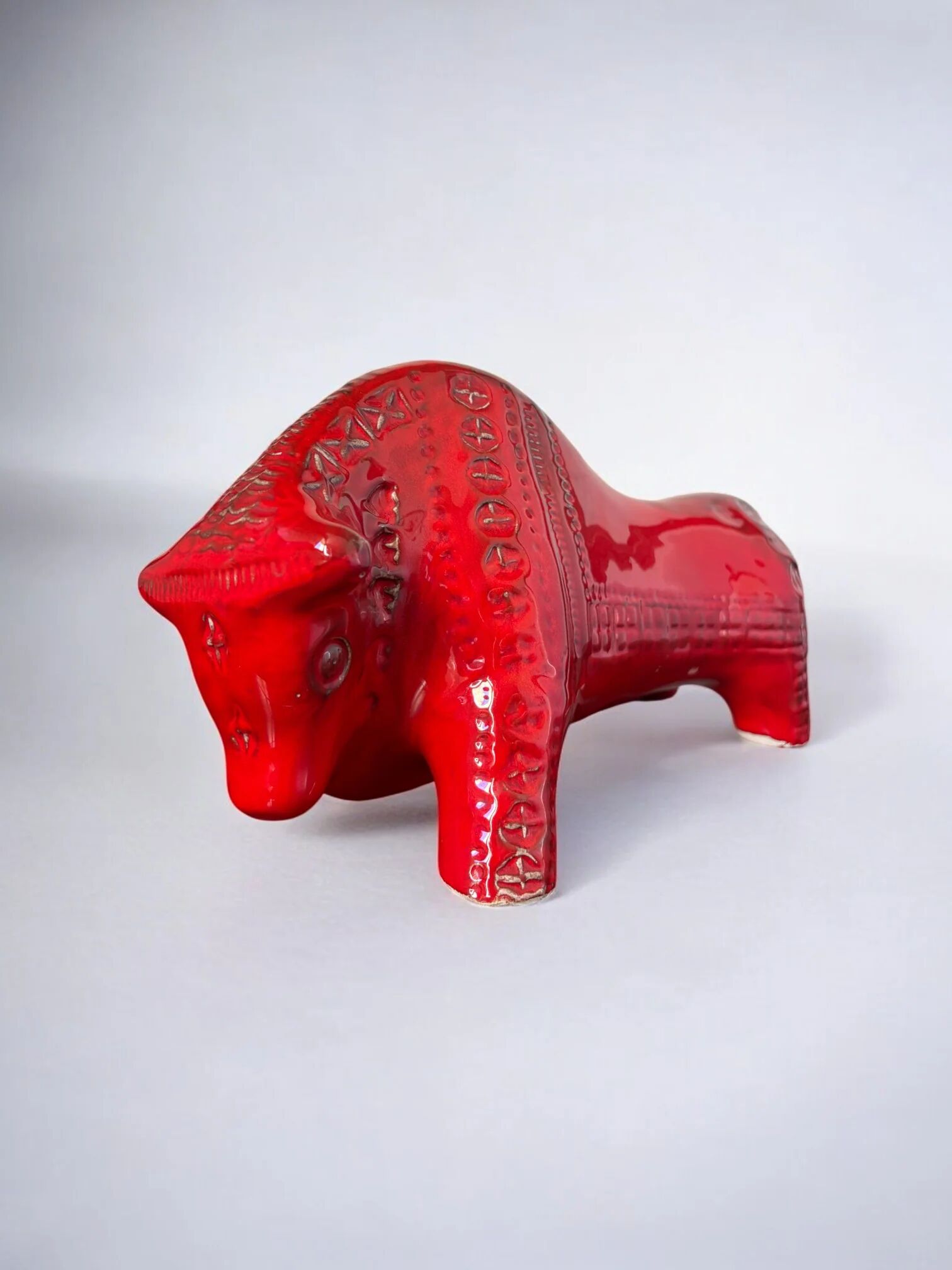 Red ceramic bull by Aldo Londi for Bitossi, Italy, 1960s