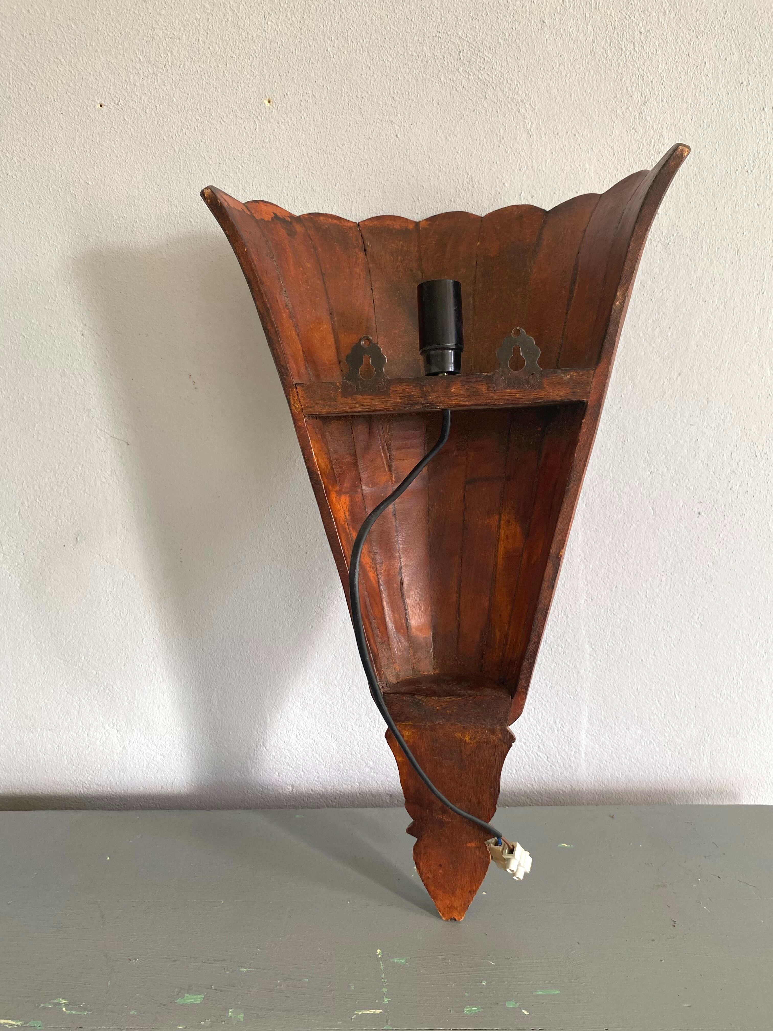 Asian wall lamp electrified wood