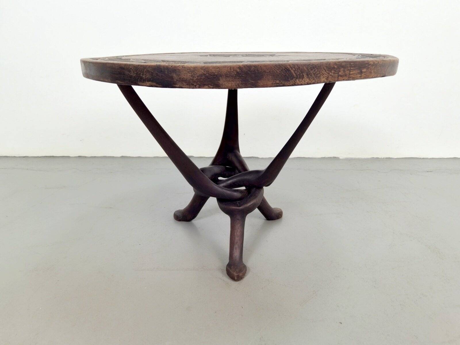 Vintage African Handmade Wooden Folding Table, 1960s