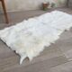 Tapis en peau vintage blanc - 60 x 125cm