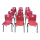 Set of 12 Galvanitas S30 raspberry red and grey steel chairs from the 70s