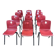 Set of 12 Galvanitas S30 raspberry red and grey steel chairs from the 70s