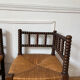 Pair of rush-seated chairs by the fireside "bobbin"