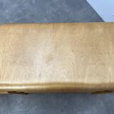 Pair of curved wooden entrance benches 1980