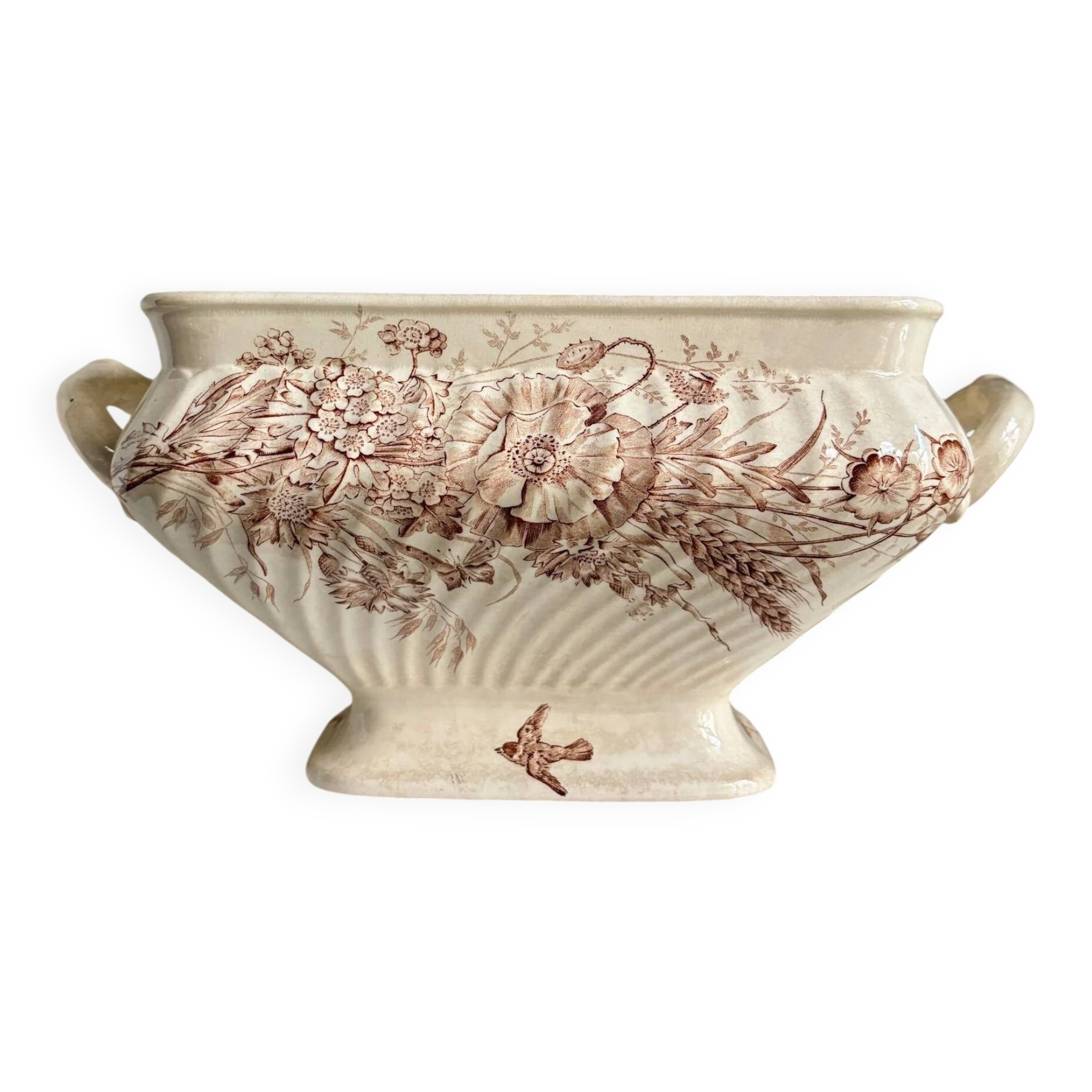 Brown ironstone soup tureen and vegetable dish