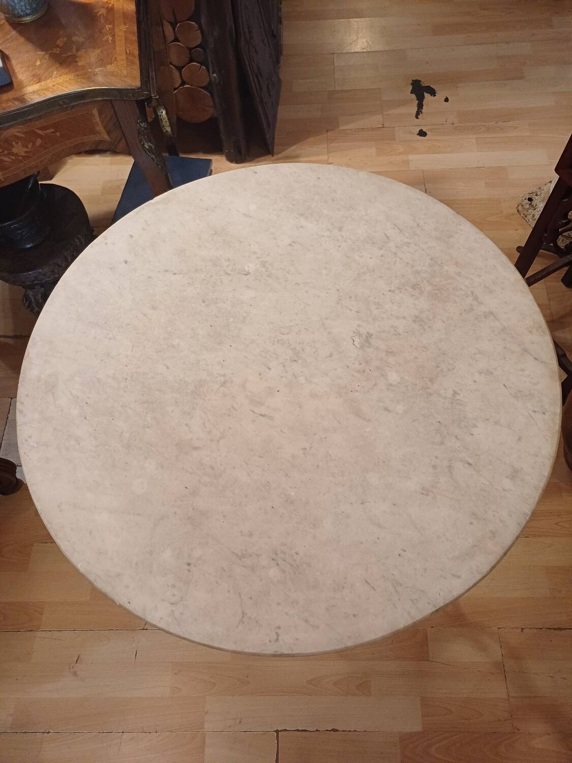 Large bistro pedestal table, 70 cm in diameter, circa 1900.