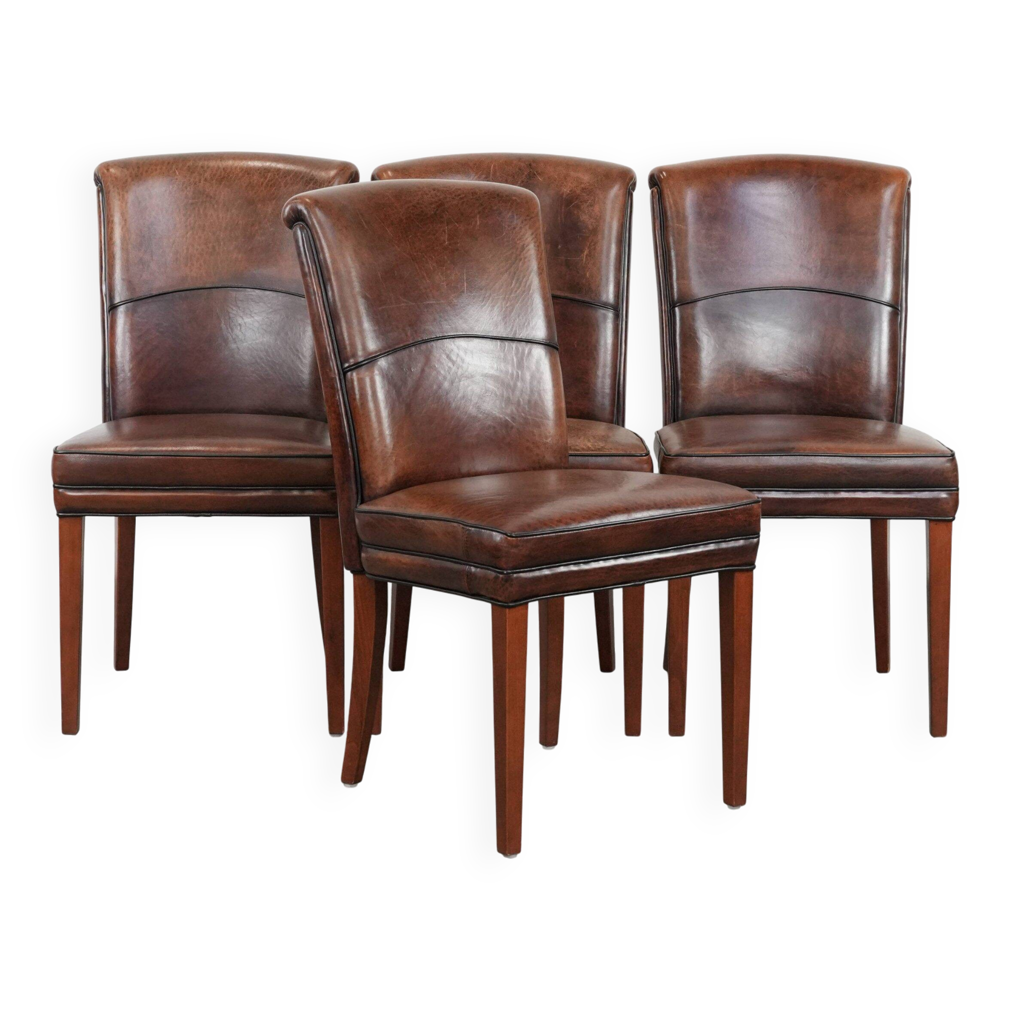 Set of 4 beautiful sheepskin dining chairs with character