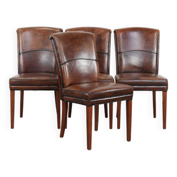 Set of 4 beautiful sheepskin dining chairs with character
