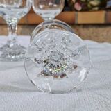 Vintage 10 large crystal glasses - Engraved logo - Cut stem - Very heavy