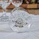 Vintage 10 large crystal glasses - Engraved logo - Cut stem - Very heavy