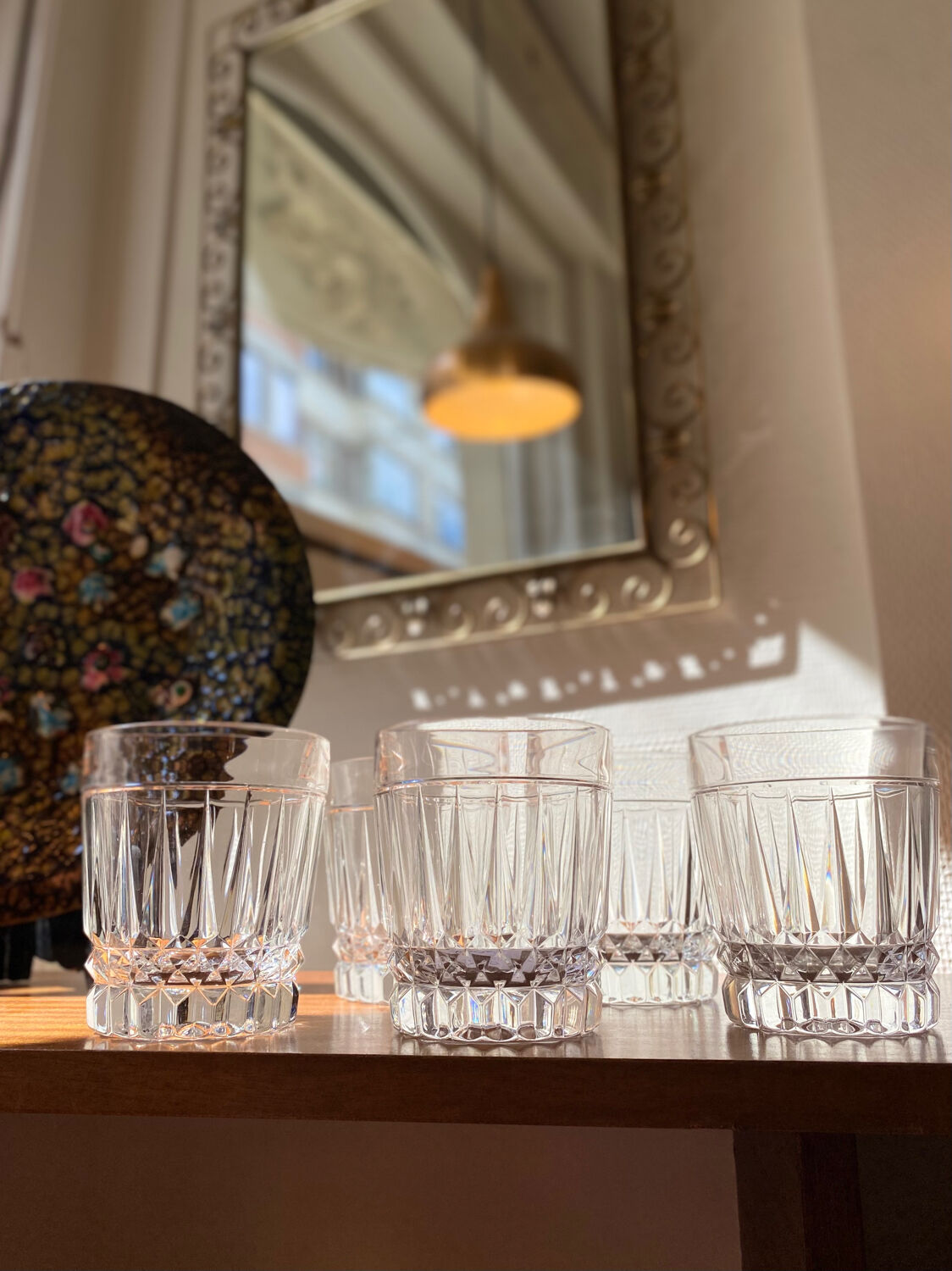 Set of 5 Val Saint Lambert whiskey glasses