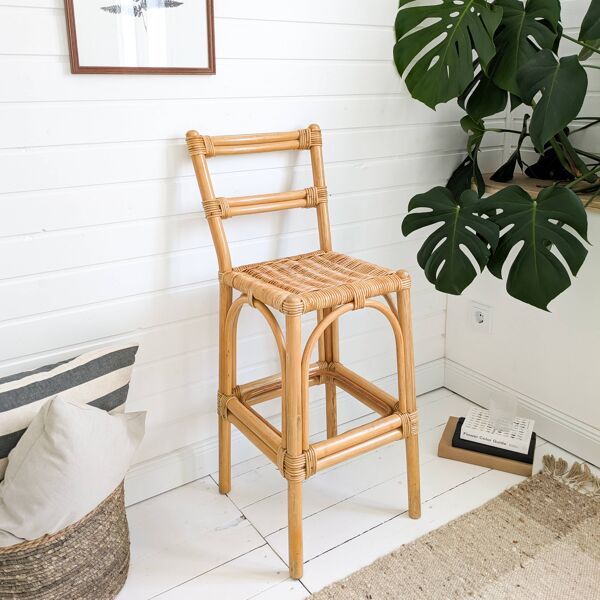 Tabouret de Bar Mid Century Vintage Boho Tabouret de Bar Chaise de Bar Bamb