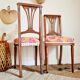Duo of antique wooden chairs seated redone