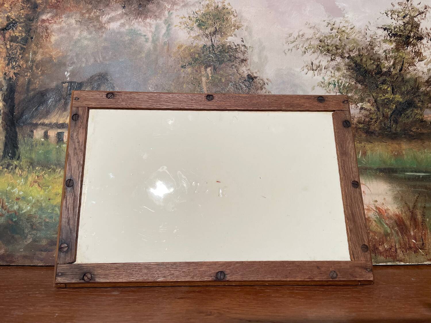 Old wood and ceramic tray 1900