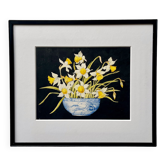 Early 20th Century Still Life Painting of Daffodils Black Frame