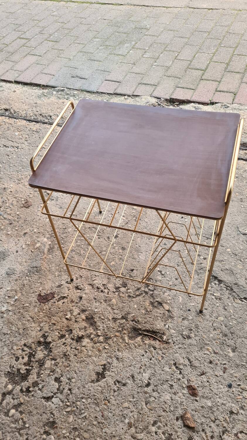 Vinyl storage side table