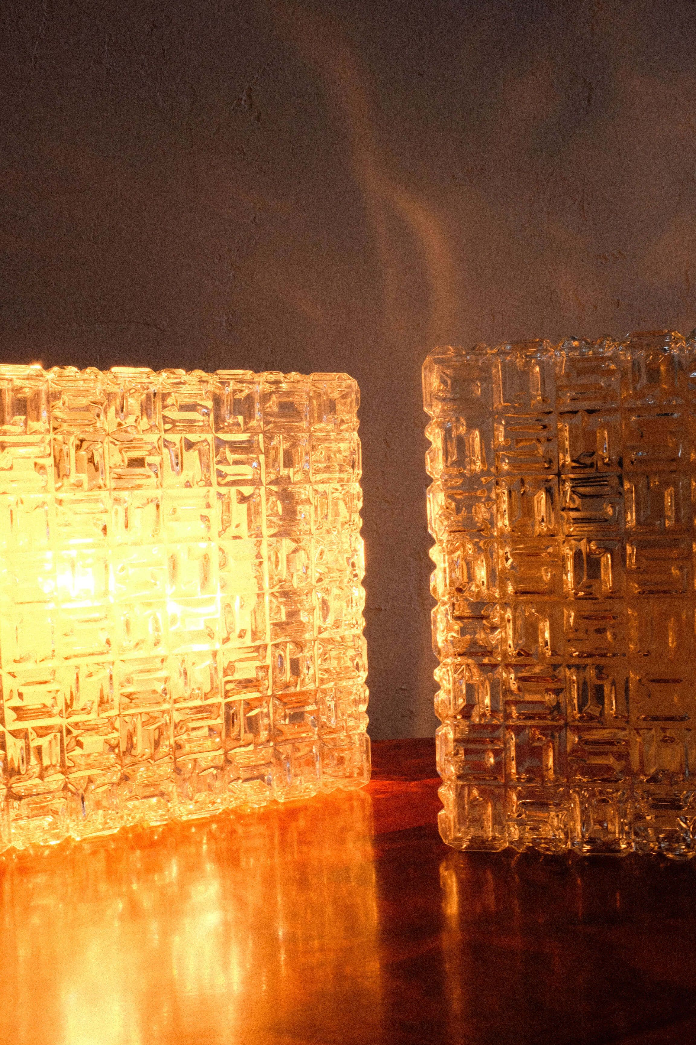 Czechoslovakian glass wall lamps by osvětlovací sklo, 1980s