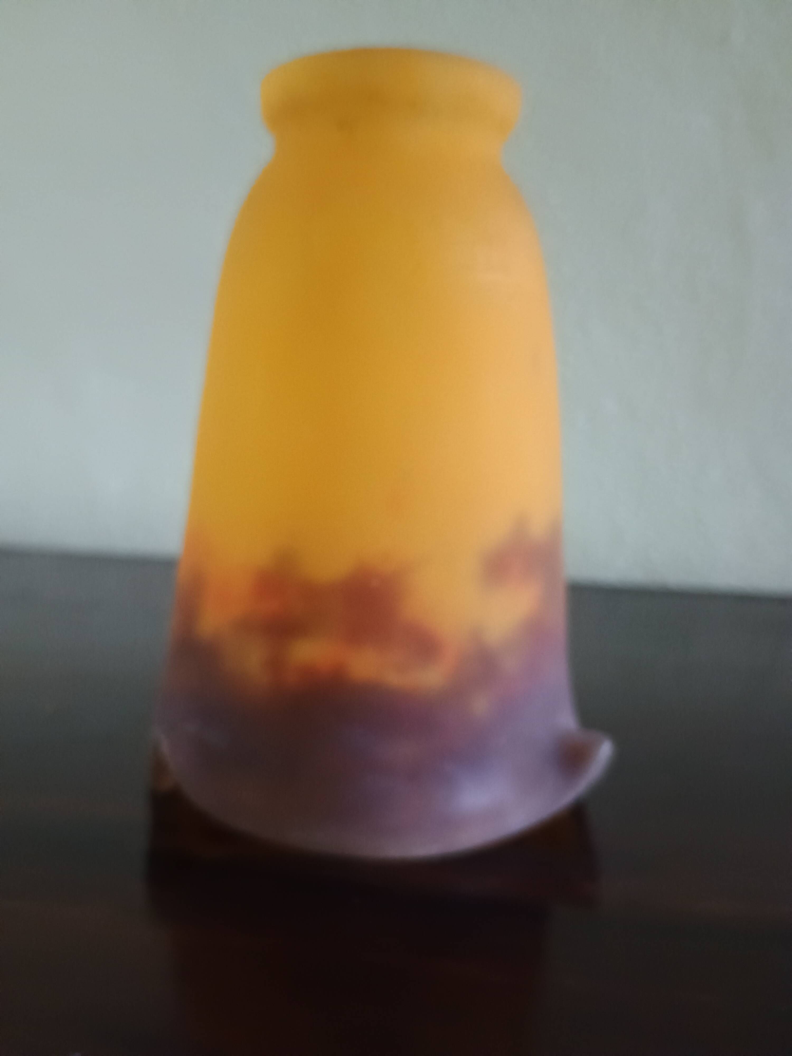 TULIP corolla - yellow-orange-brown marbled glass MULLER FRERES LUNEVILLE