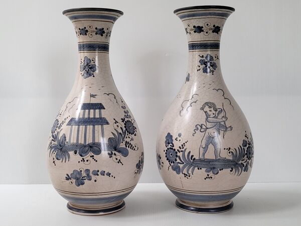 Paire de vases vintage Maioliche Deruta