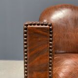 Leather art deco club chair from france, early 1900