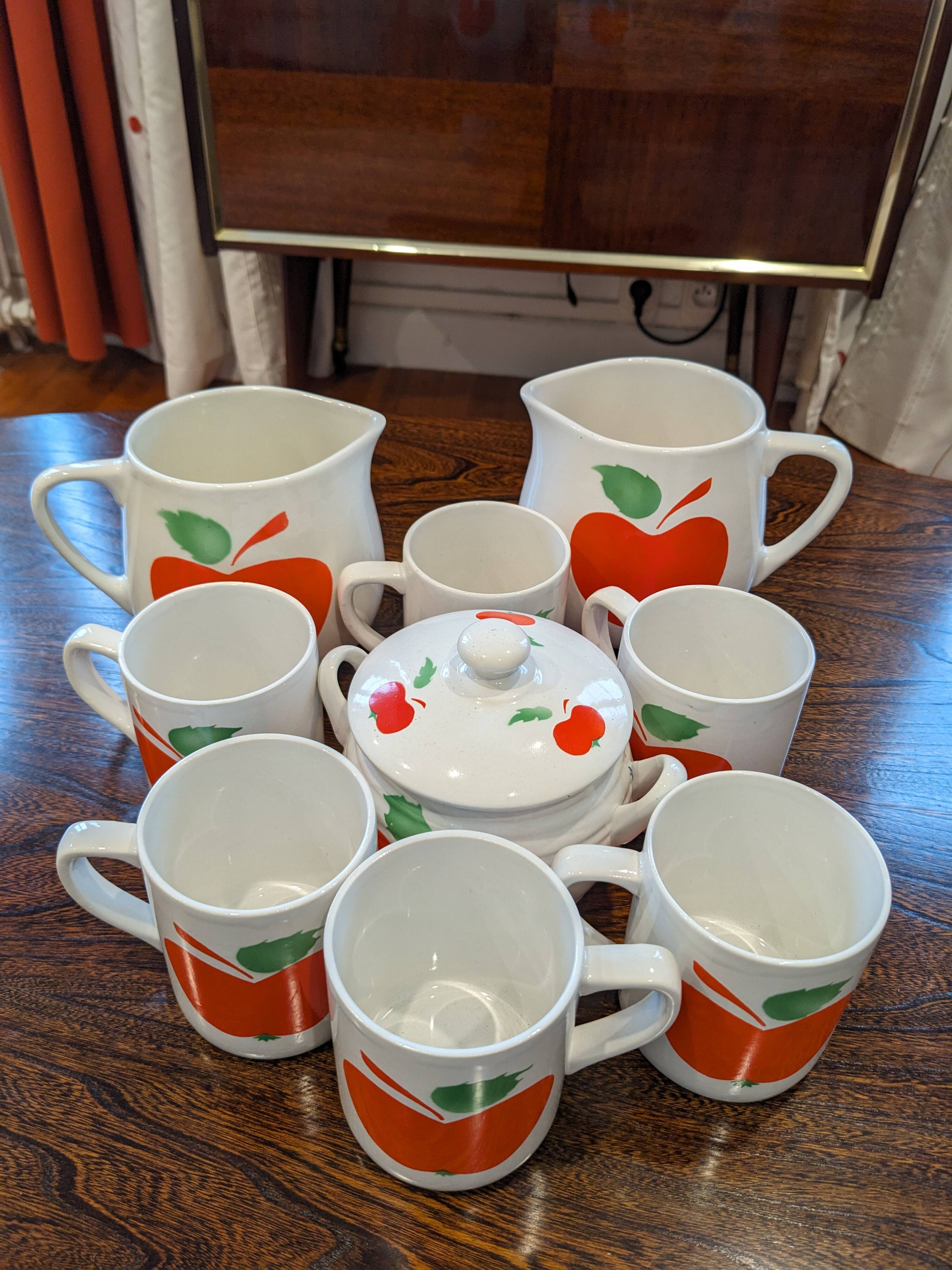 Granite mug, pitcher and sugar bowl set
