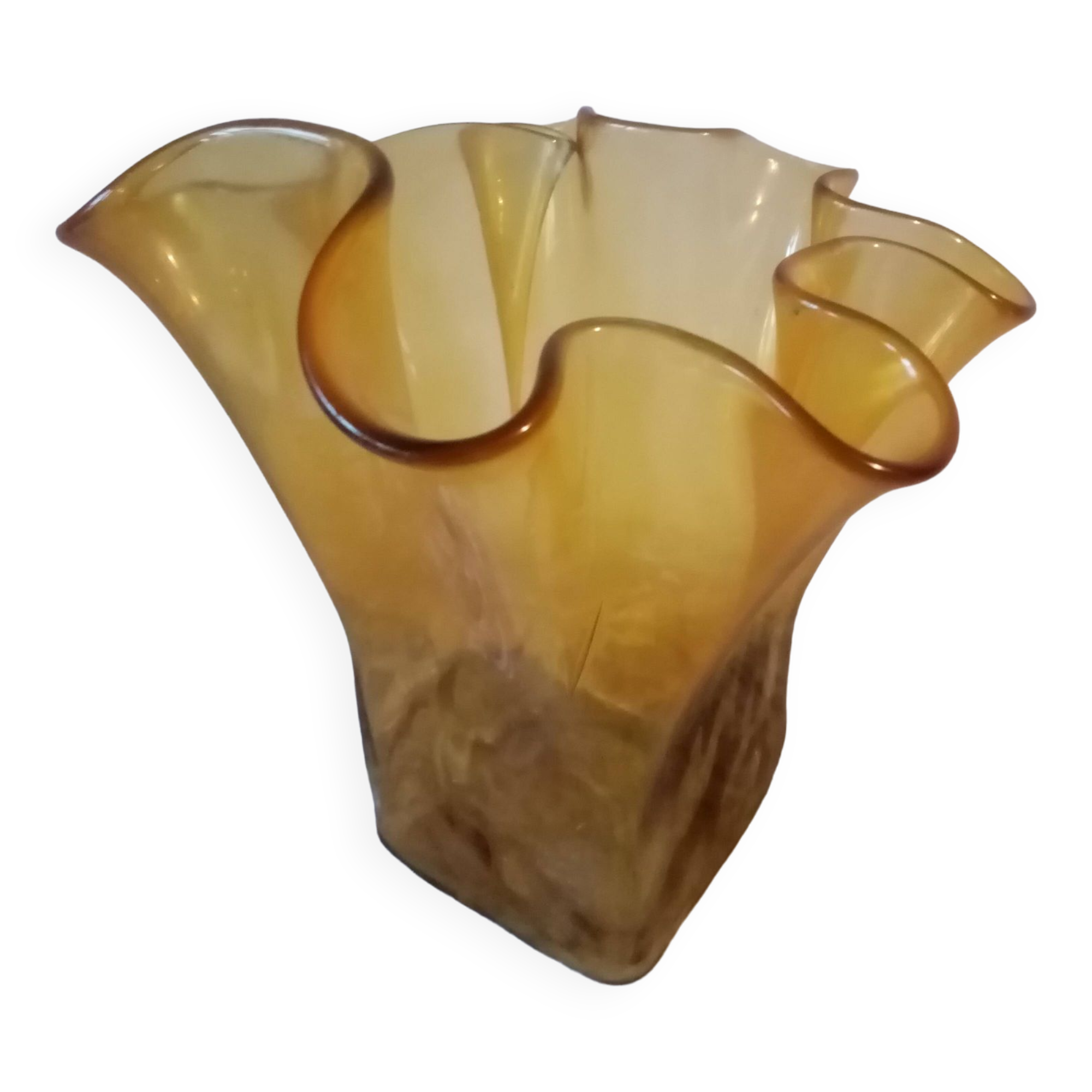 Old vintage mouth-blown glass vase, Scandinavian style, 60s