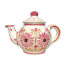 Ceramic teapot decorated with pink flowers - quimper bretagne