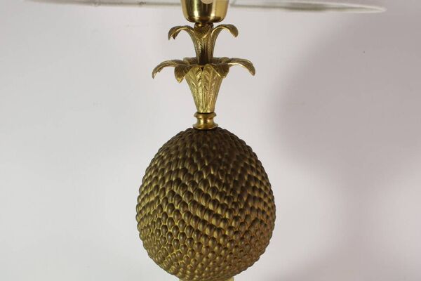 Pied de lampe ananas en laiton, France 1970