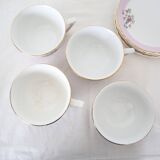Set of 4 cups and sub-cups Moulin des Loups, vintage