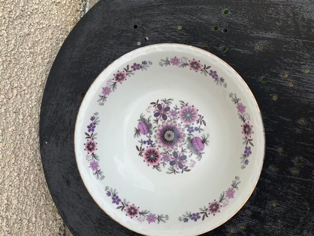 Paris porcelain salad bowl vintage floral motif 1970