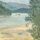 Tableau "Bords de Loire", Huile sur papier encadrée