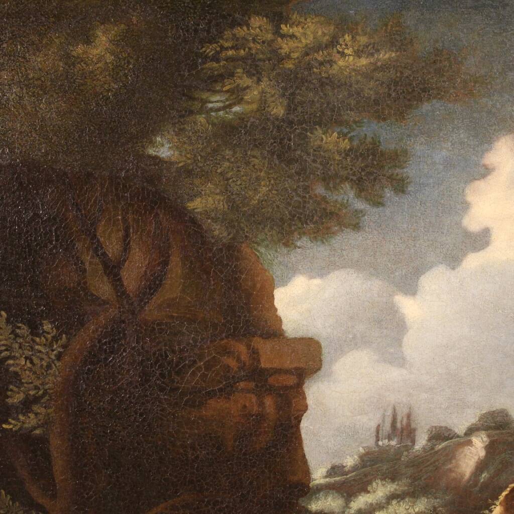 Painting wooded landscape with St. John the Baptist from 18th century