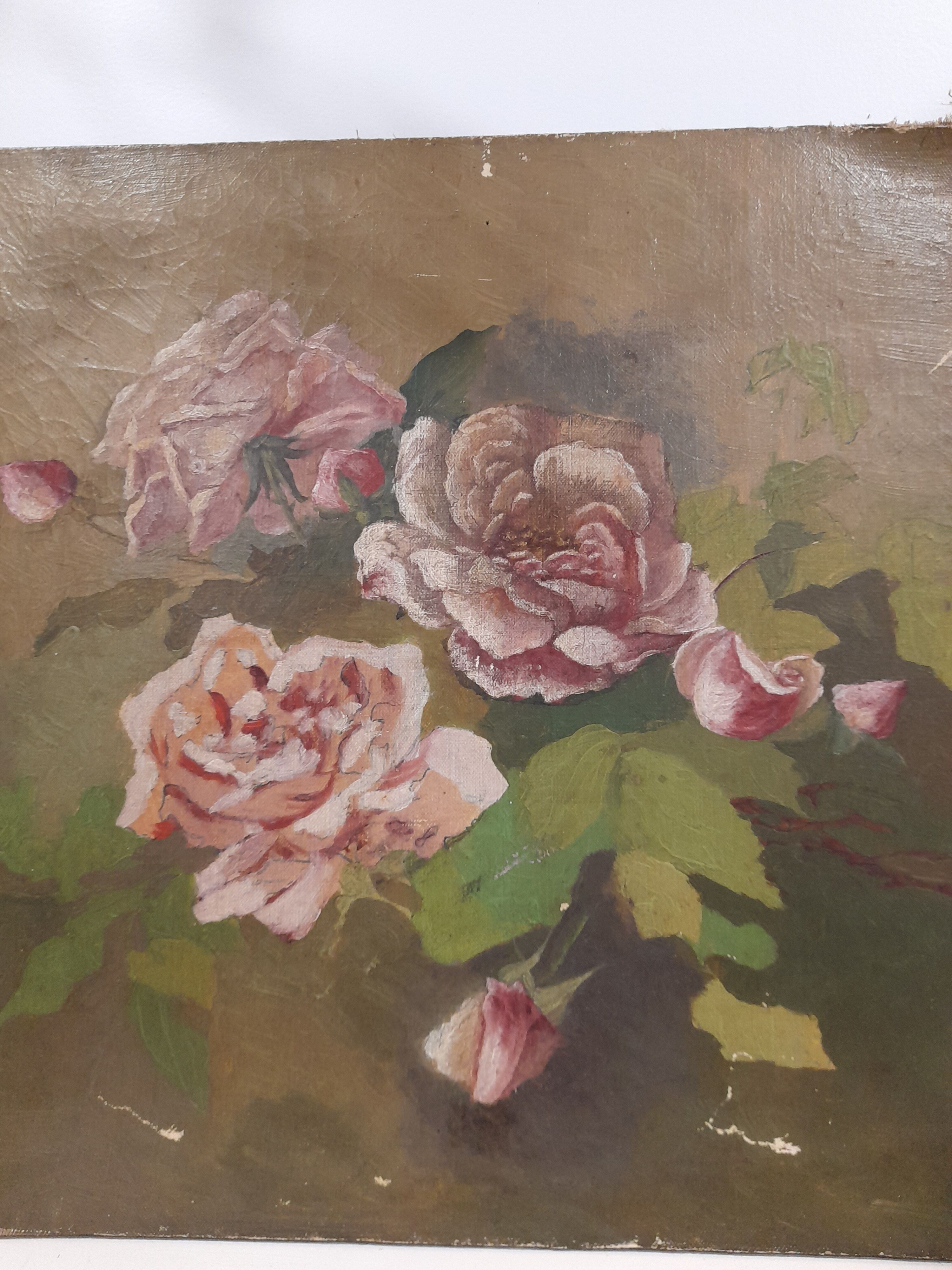 Huile sur toile roses