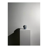 Blue and white Portuguese handmade vase with stylized pastoral pattern H:12,5cm