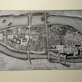 Historical map of the island of the city in Paris in 1754