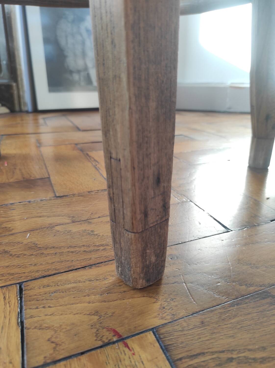 Vintage wooden and straw bar stool — Brutalist Style / Perrian