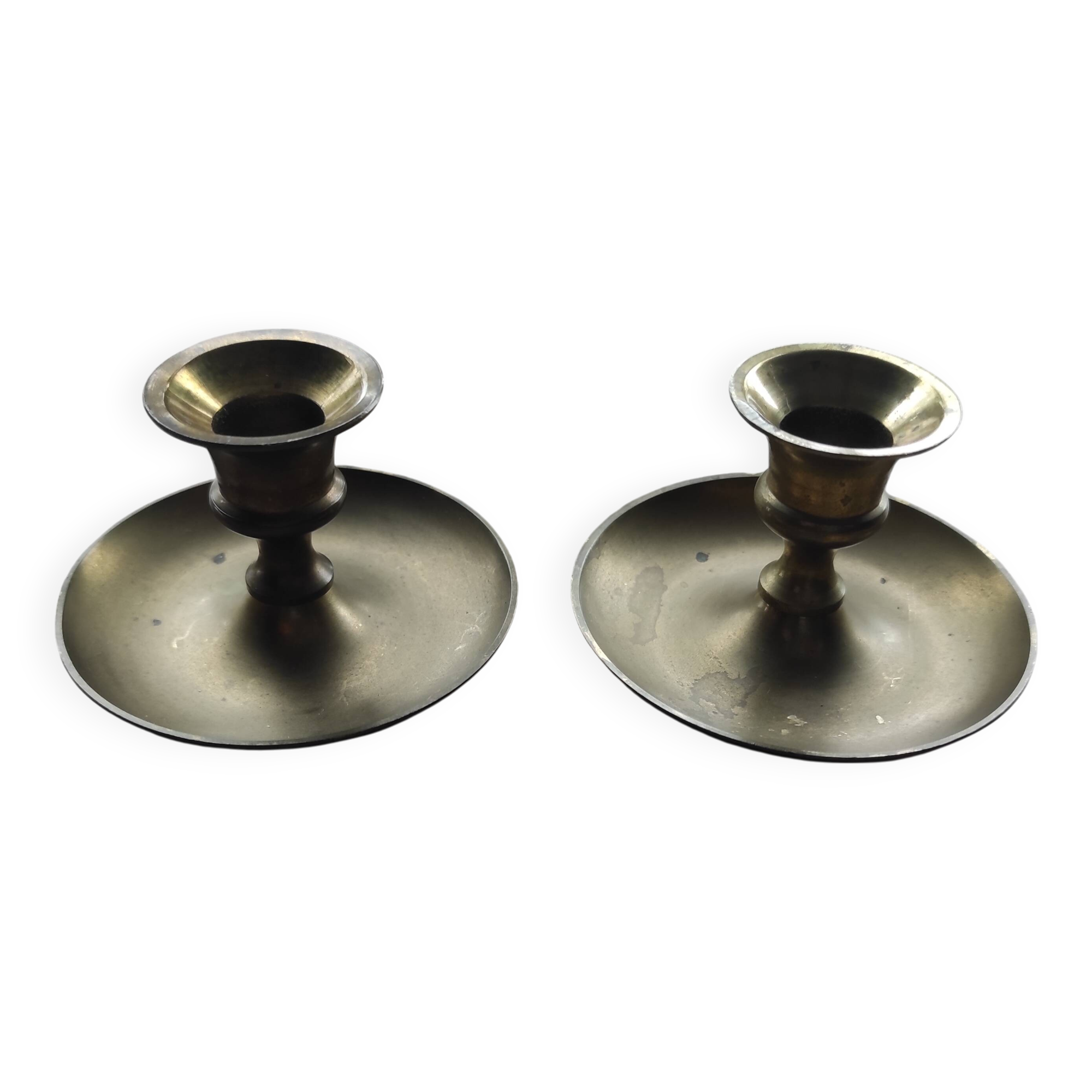Set of 2 vintage brass mini candle holders