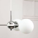 Vintage Italian Chrome and Opaline Sputnik Chandelier, 70s