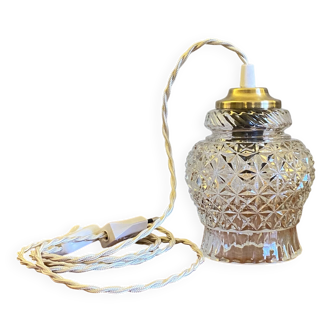 Antique globe pendant lamp with transparent glass and brass suspension claw LAMP-7384
