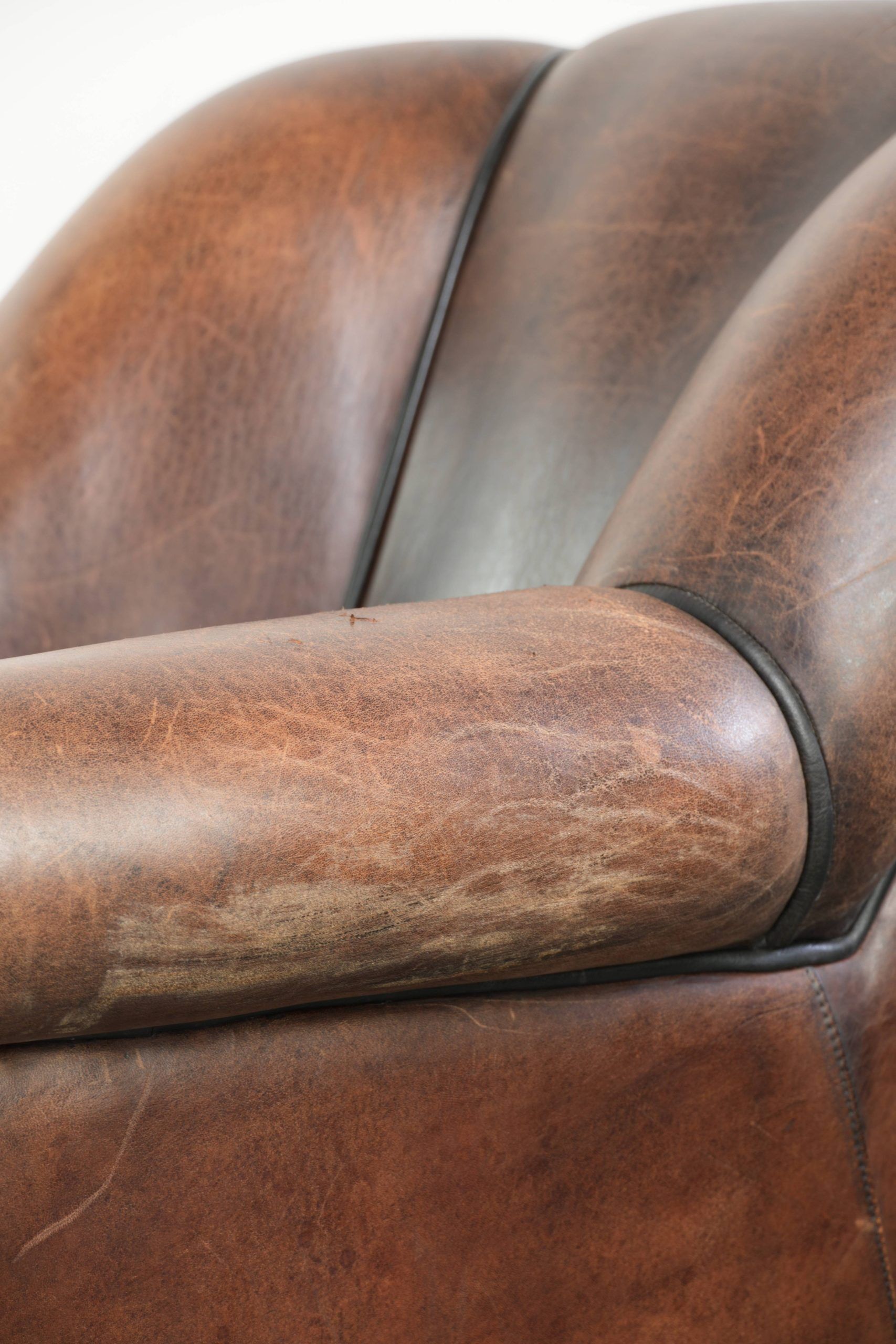 Vintage sheepskin armchair with a unique design and timeless appearance