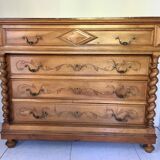 Chest of drawers in oak and pink marble 50s