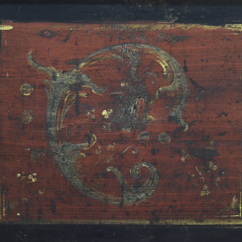 Very large painted folk art rustic farmhouse bridal chest / dresser